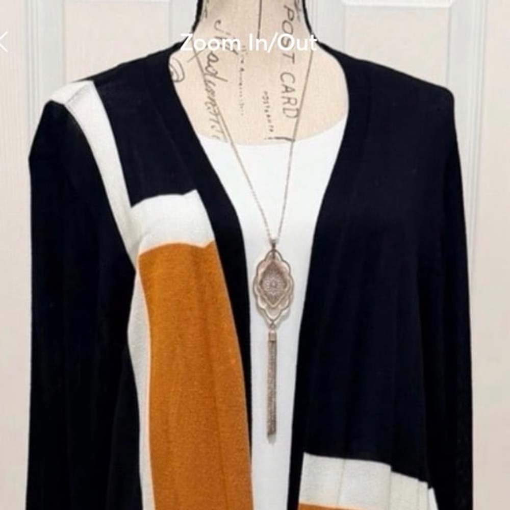 Black and Gold Colorblock Cardigan - Picture 2 of 6